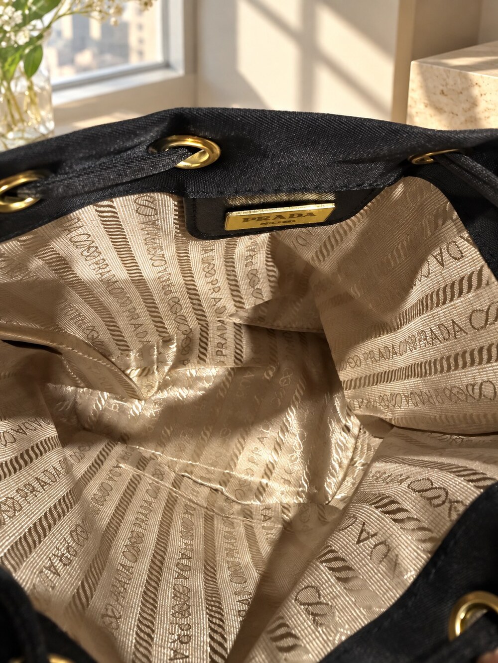 Prada Black Drawstring Makeup Bag | Everyday Cosmetic Storage - Picture 4 of 6